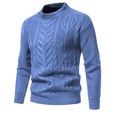 2025 FW European American Mens Jacquard Round Neck Sweater L
