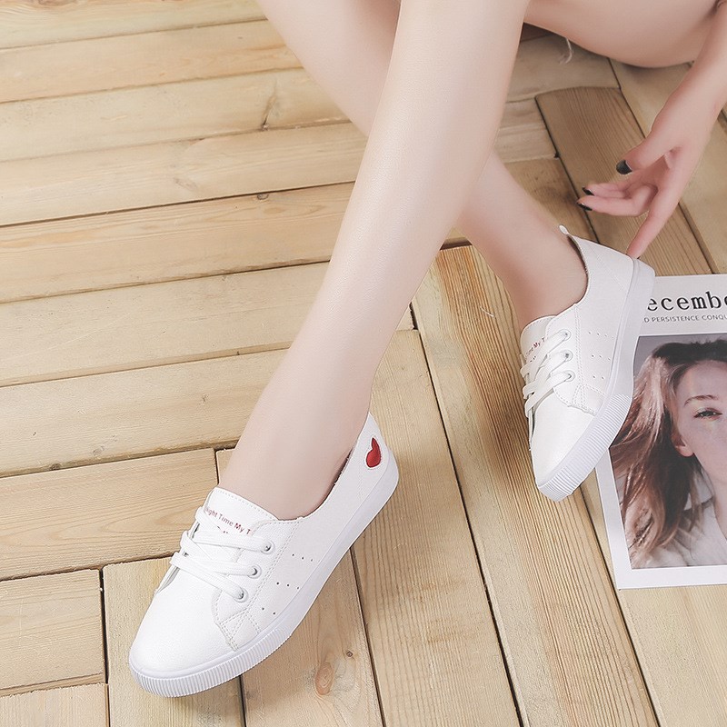 White Shoes for Women Spring Autumn Basic Style HeartShaped