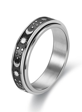 Rotating Ring AntiAnxiety Moon and Star Ring Rotation Ring S