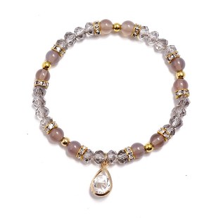 Simple Fashion Color Bead Crystal Bracelet Elastic Girls Han