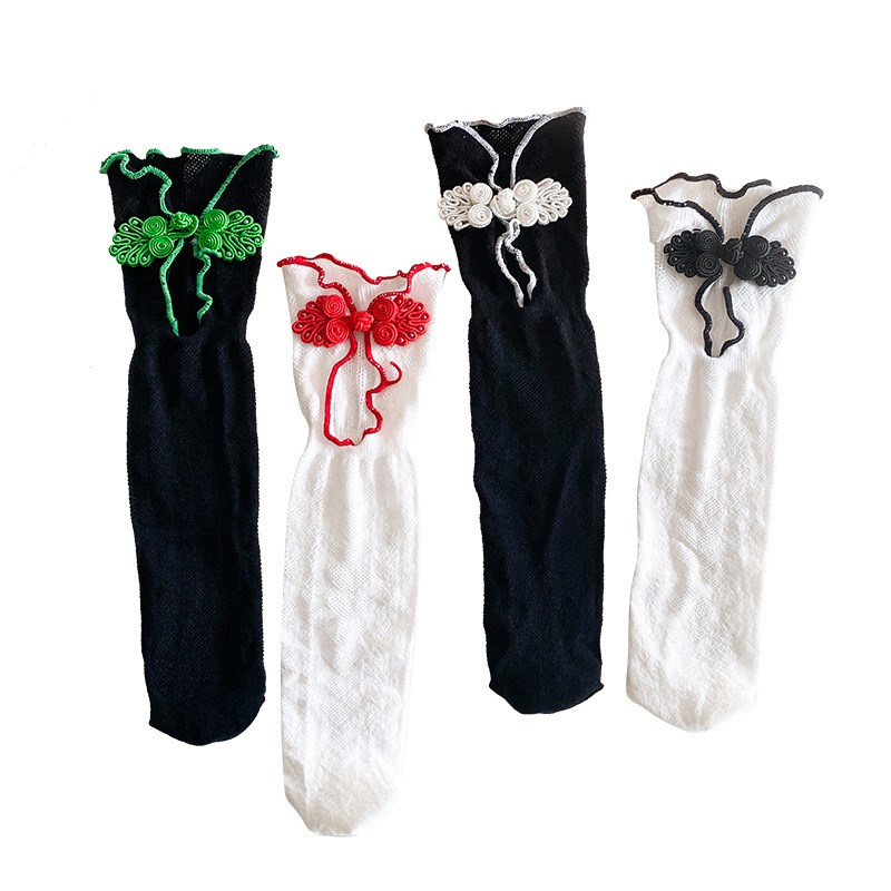 Girls MidCalf Socks Spring Summer Thin Cheongsam Style Retro