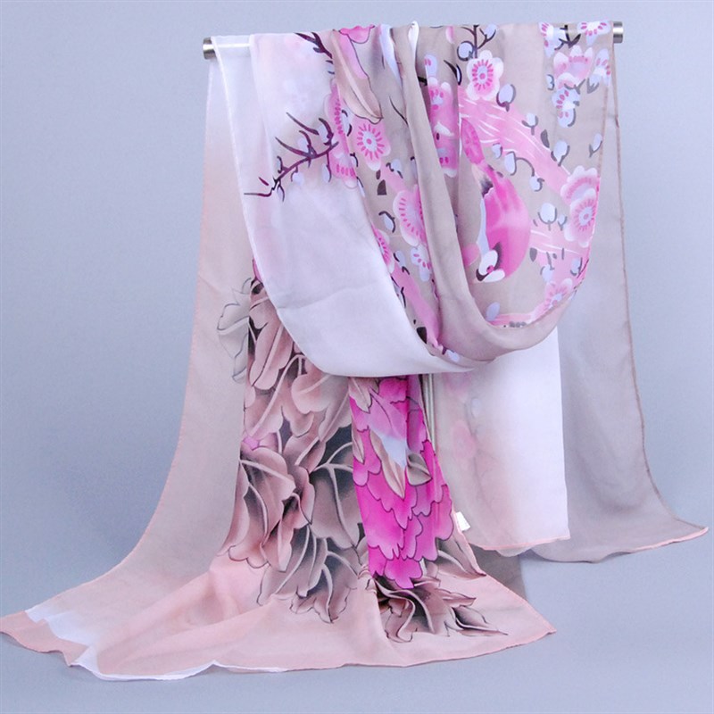Floral Wealthy New Chiffon Scarf Sun Protection Womens Shawl