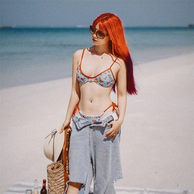 Swimsuit Bikini for Hot Girls Steel Ring Gathering Cute Beac