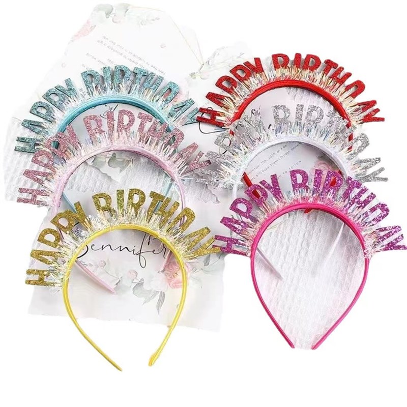 Large Birthday Hat Glitter Happybirthday Headband DIY Birthd