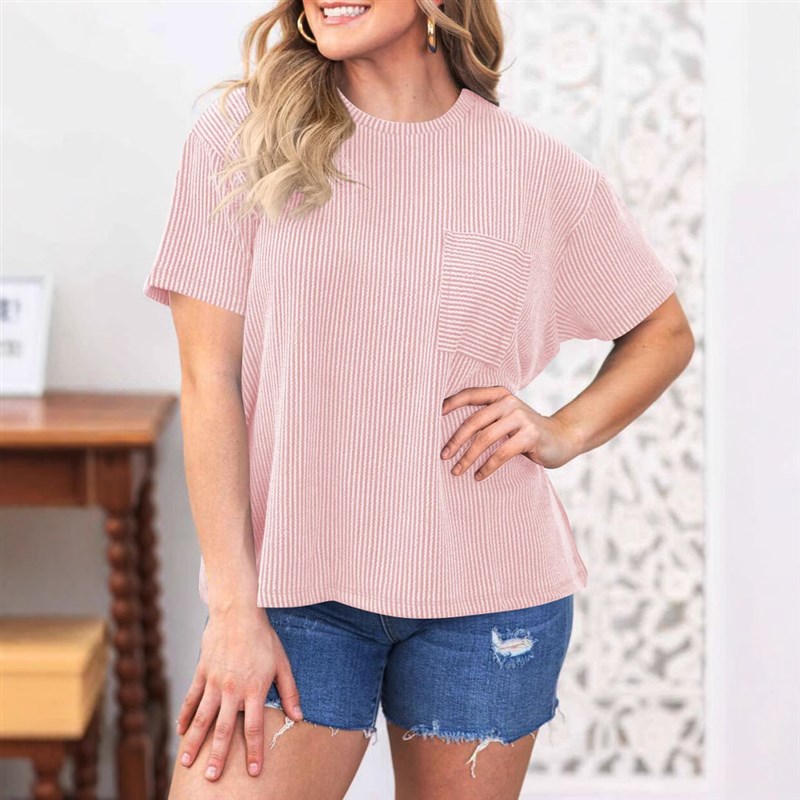 Summer Short Sleeve Tshirt for Women Oversized Round Neck Te