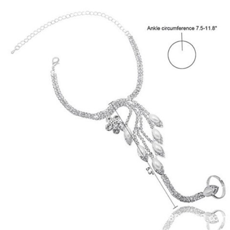 Boho Crystal Barefoot Sandals Toe Rings Exotic Beach Womens