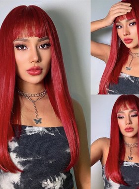 Sea King Redberry Red Straight MidLong Hair with Halloween W