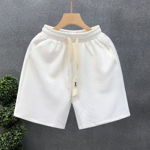 White Shorts Simple Dark Pattern Mens Summer Casual Midlengt