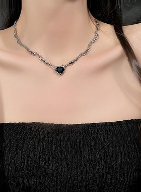 Black Heart Choker Necklace Sweet Cool Style Light Luxury So