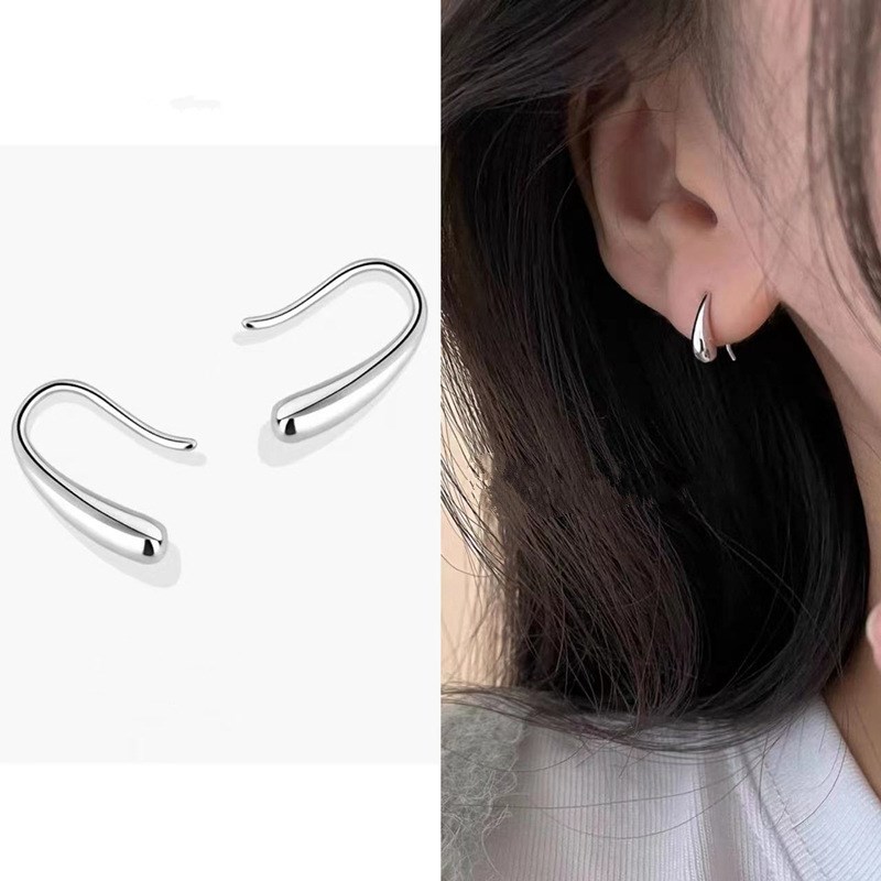 Silver Earrings Women Korean Style Cold Tone Ear Studs Ins S