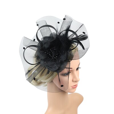 European and American Exaggerated Feather Mesh Headpiece Bri
