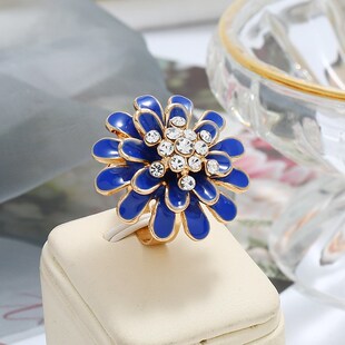 Retro Ring Daisy Flower Charm Diamond Fashionable Adjustable