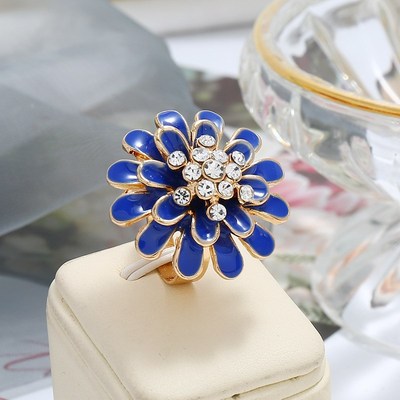 Diamond Adjustable Ring Retro Daisy Flower Fashionable Charm