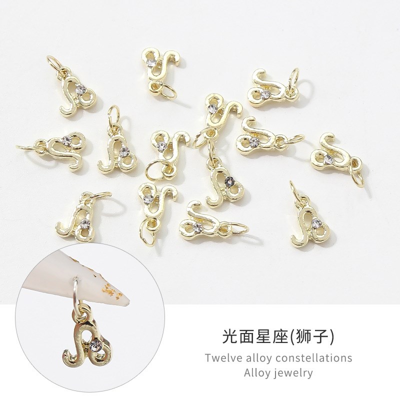 Nail Art 12 Constellations Circular Alloy Ornaments 3D Nail