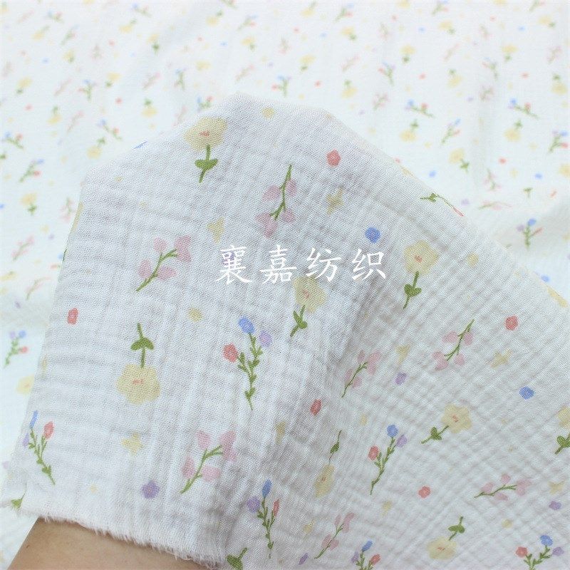 Small Floral Prints DoubleLayer Cotton Gauze Crepe Homewear