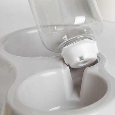 Pet Dog Double Bowl Plastic Feeding Automatic Drinking Cat F
