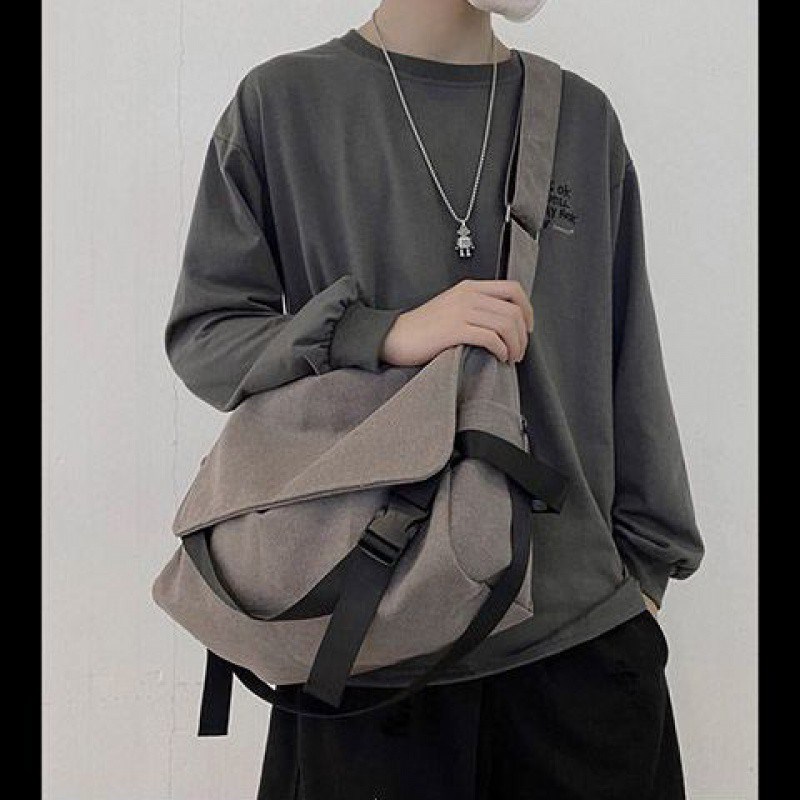 Canvas Bags Men Large Capacity Japanese Retro Lazy Style Stu