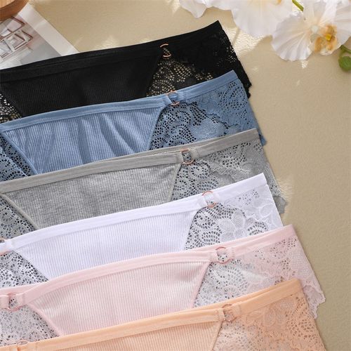 Lace Cotton Ladies Panties Sexy Breathable Round Bottom Plai