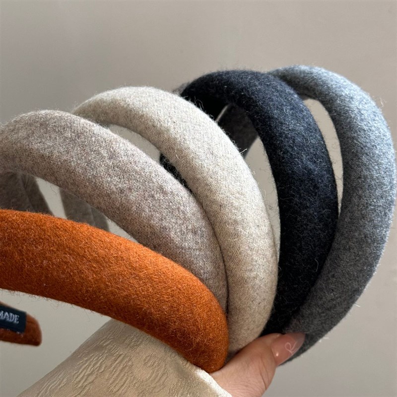 Winter Textured Plush Blend Fabric Headband Simple Pure Colo