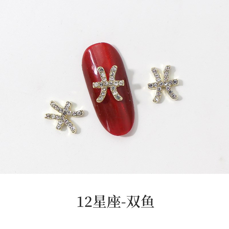 12 Constellation NonCircular Diamond Alloy Jewelry Aries Leo