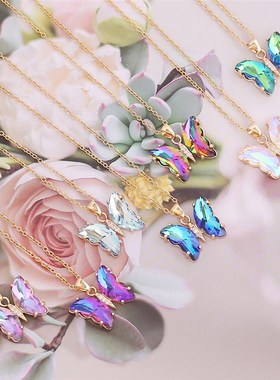 2025 European and American Gradient Butterfly Necklace Fashi