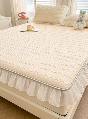 Lace Bordered 3Piece Latex Bed Sheet Set Icy Silk Mat for Su