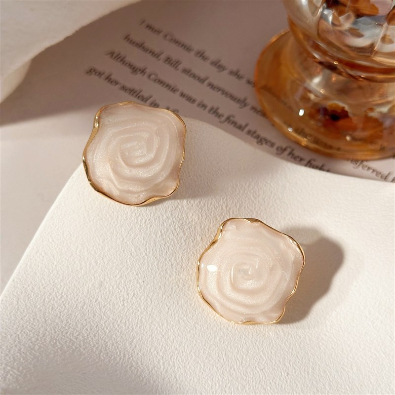 Retro Square Earrings Irregular Oiled Ear Studs Red Hong Kon