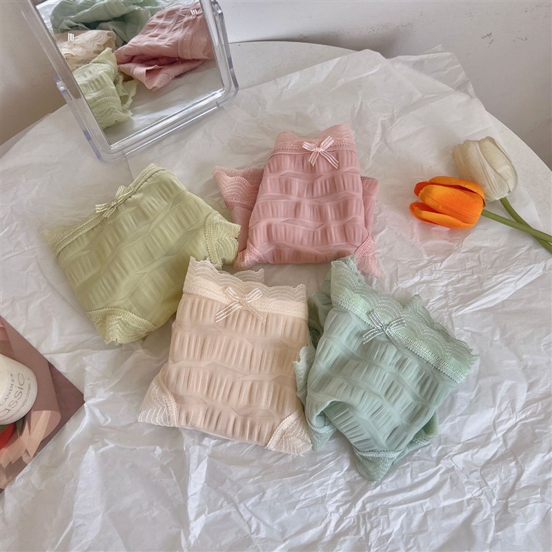 Ice Gauze Summer Girl Bow Lace Pure Color Fold Comfortable B