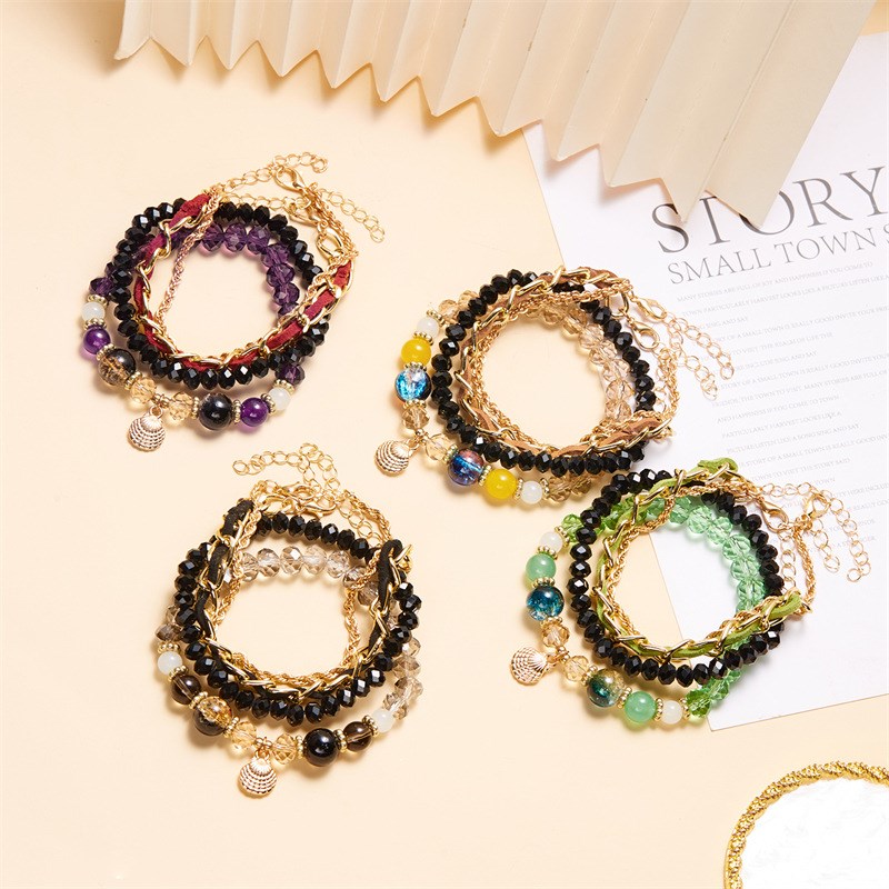 Shell Chains Beaded Multilayer Bracelet Set 4PCS Fashionable