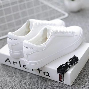 White Shoes for Women Fashionable Flat Canvas Shoes Breathab
