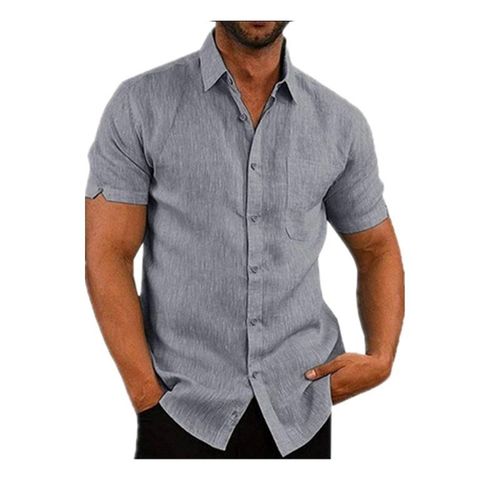 Shortsleeved Solid Casual Shirt for Men in 2025 Europe Ameri