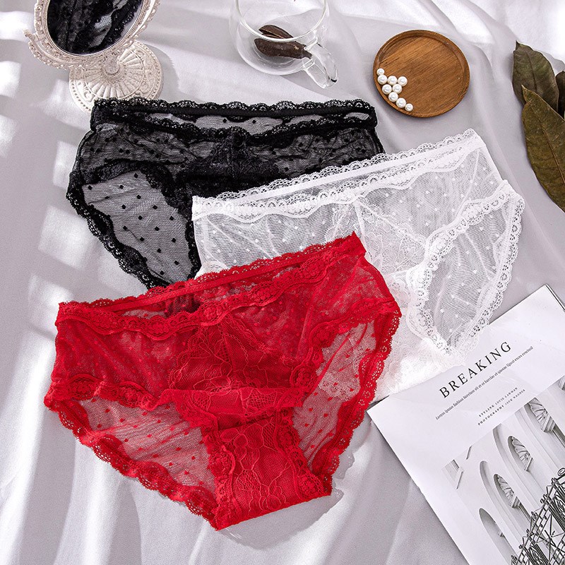 Independent Packaged Pure Color Elastic Mesh Triangle Pantie