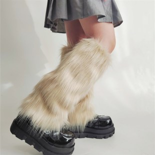 Warm Furry Leg Warmers Fox Fur Performance Boot Socks Cute W