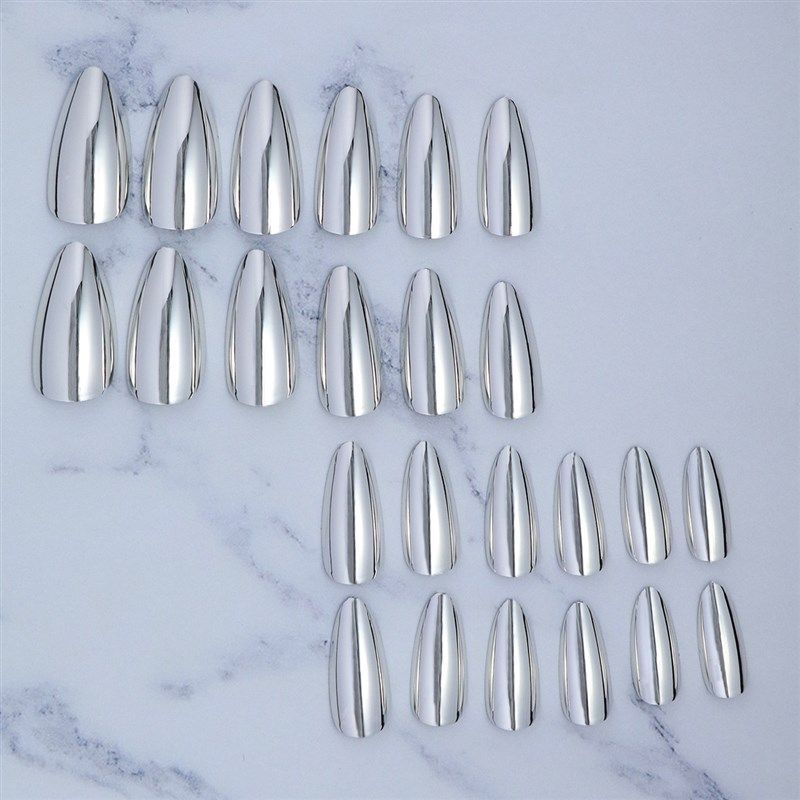 European American Style Electroplated False Nails Silver Poi