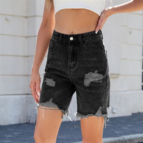 Summer Wash Casual Ripped Denim Shorts for EuroAmerican Wome