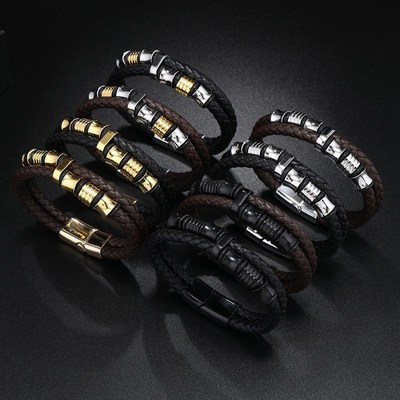 Leather Bracelet for Men Hip Hop Wristband Simple Creative A