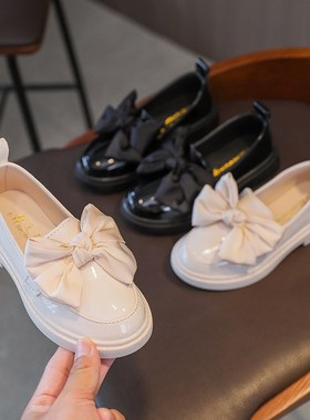 Girls Princess Shoes 2025 SpringAutumn Bow Tie Leather Shoes