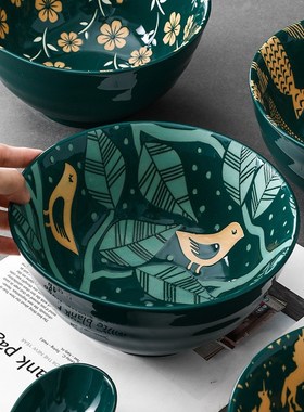 8 Inch Japanese HandPainted Relief Underglaze Ceramic Tablew