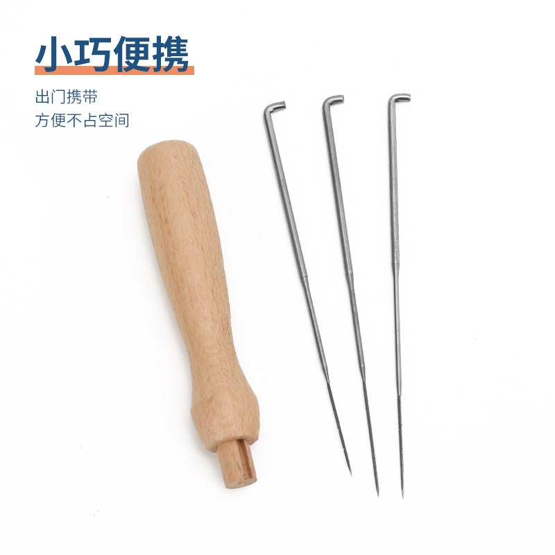 Wood Handle Needle Felting Pen with Three Needles DIY Wool F