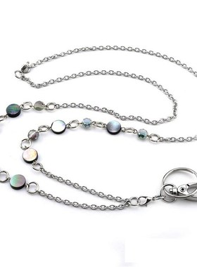 Stainless Steel Shell ID Lanyard Long Necklace Womens Sweate