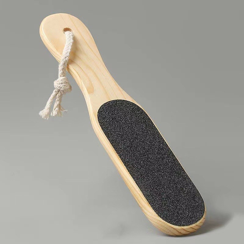 2sided Wooden Handle Foot File Portable Foot Scrubber Pedicu