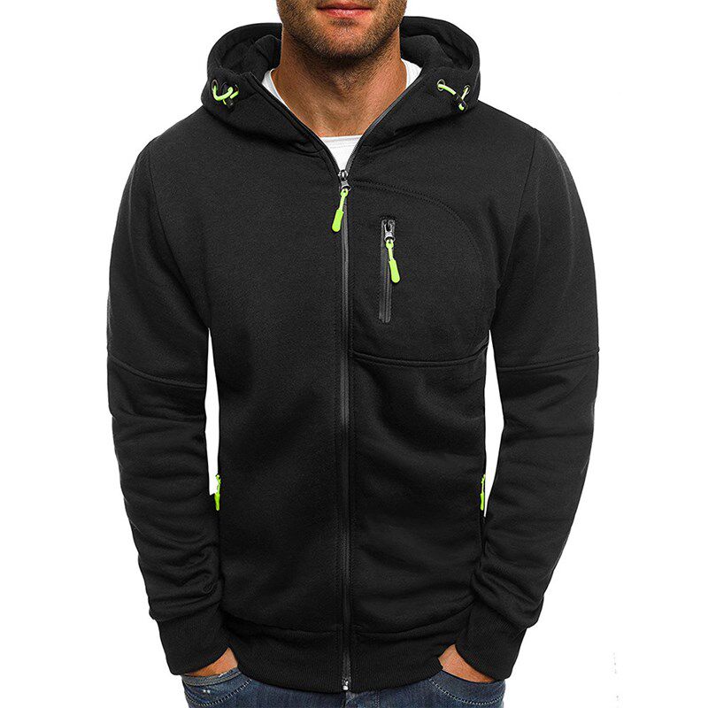 Mens Sports Fitness Casual Jacquard Hoodie Cardigan Jacket