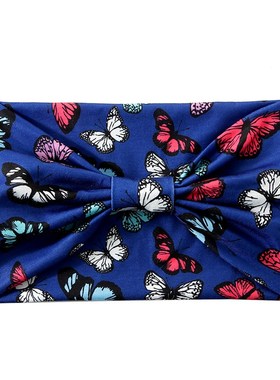 Wide Side Printed Headband Butterfly Sports Headband Elastic