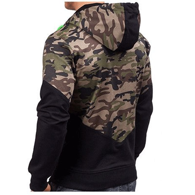 Spring Casual Fashion Hooded Patchwork Camo Sweatshirt for M