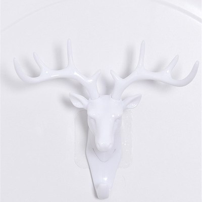 Creative Deer Head 3D Wallmounted Plastic Hookless Sticky Ho