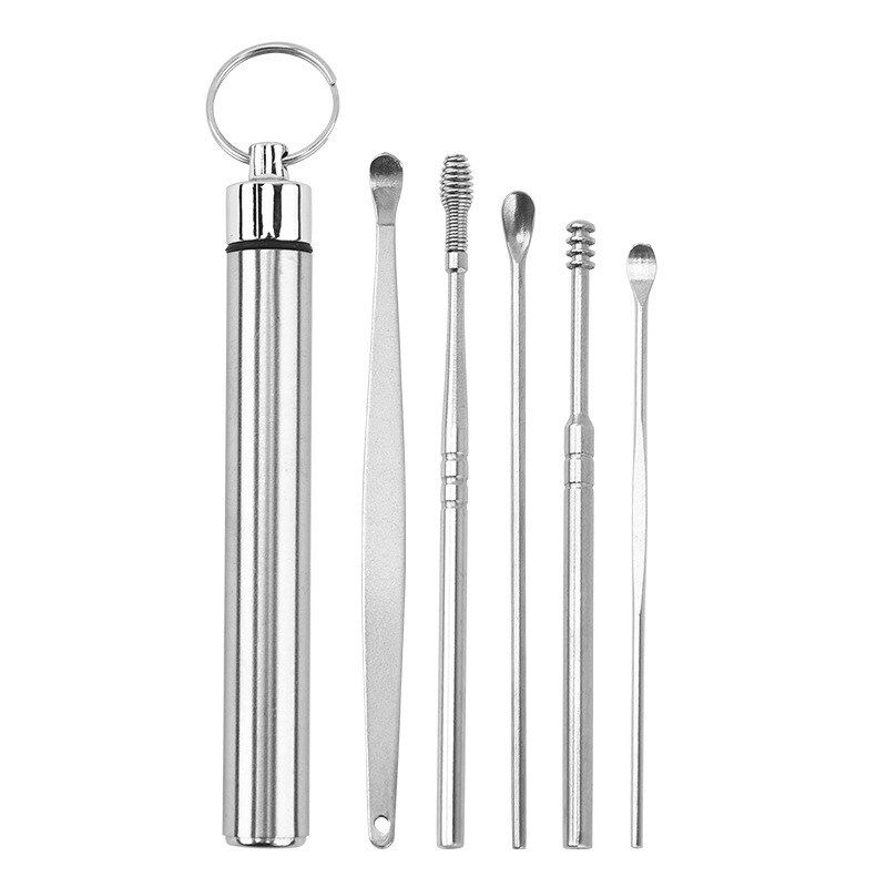 Stainless Steel Ear Scoop Cleaner Spring Double Head Rotatin