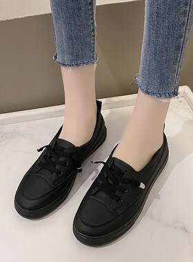 Flatbottomed White Sneakers Womens Front Laceup Athletic Sho