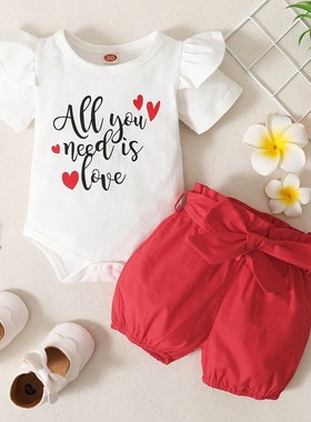 Girls 2025 SpringFall Fashion TwoPiece Set Heart Letter Prin