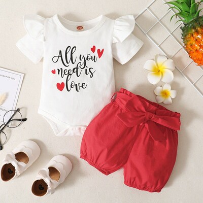 Girls 2025 SpringFall Fashion TwoPiece Set Heart Letter Prin