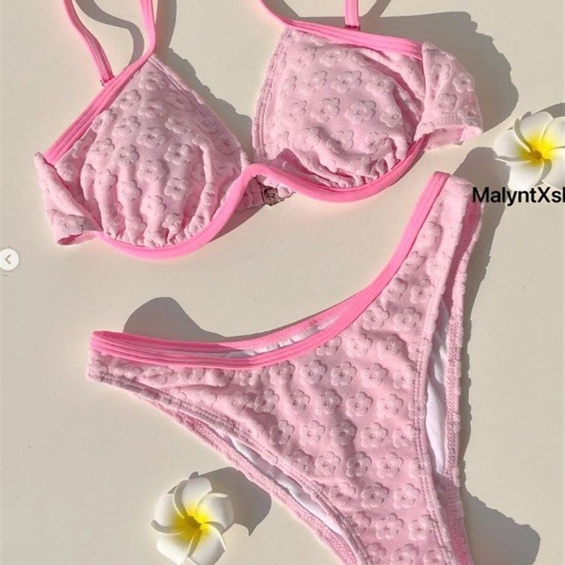 2025 European American Womens Split Steel Bra Swimwear Solid